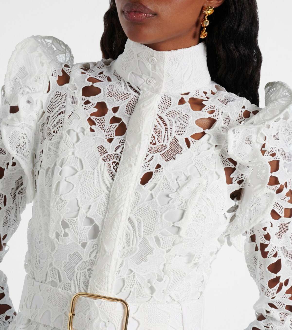 Leo Lin Aliyah belted lace midi dress Leo Lin