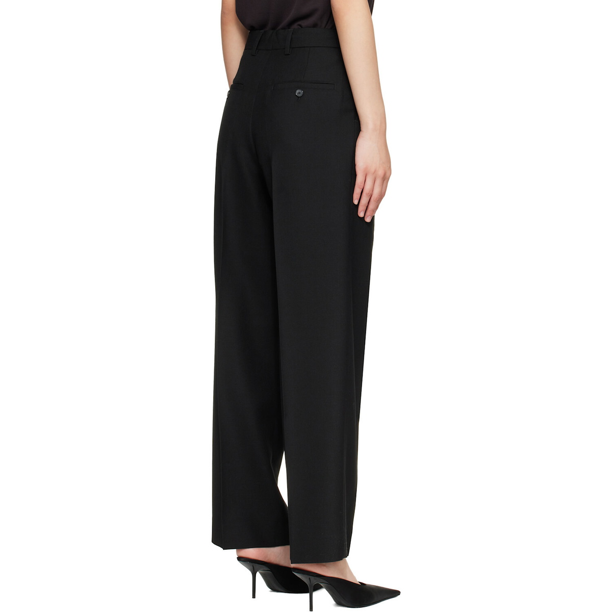 TOTEME Black Double-Pleated Tailored Trousers