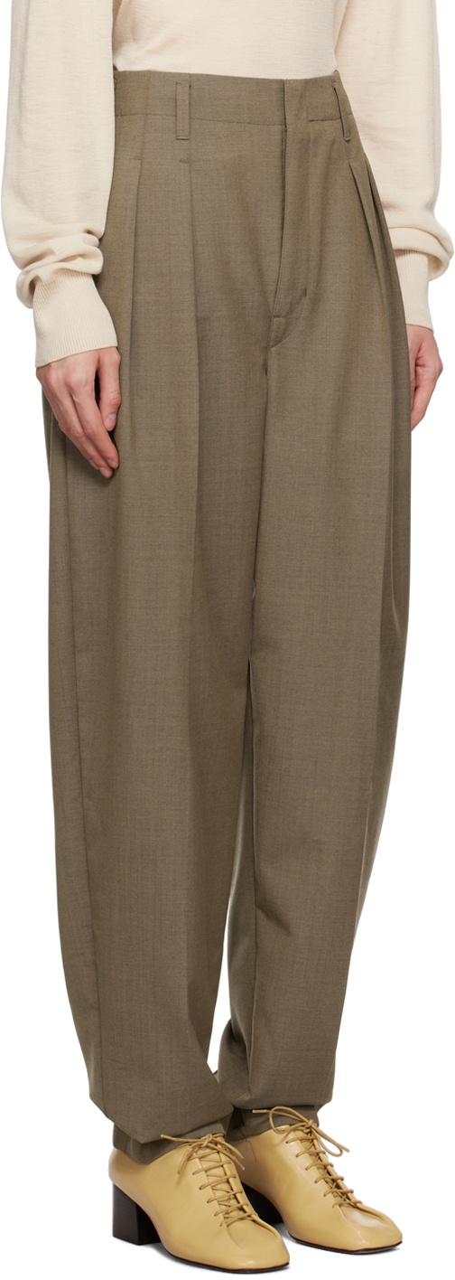 LEMAIRE Taupe Pleated Tapered Trousers Lemaire