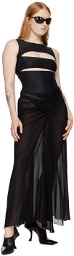 MISBHV Black Ruched Maxi Skirt