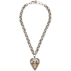 Alexander McQueen Silver and Gold Heart Locket Charm Necklace