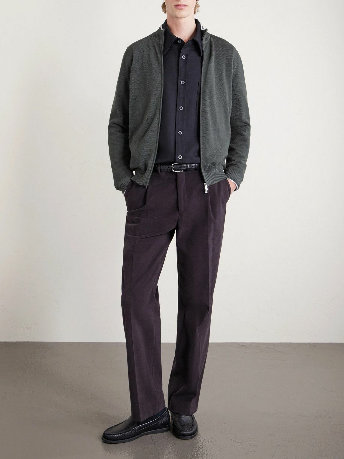 FEDELI - Cotton Zip-Up Sweater - Gray Fedeli