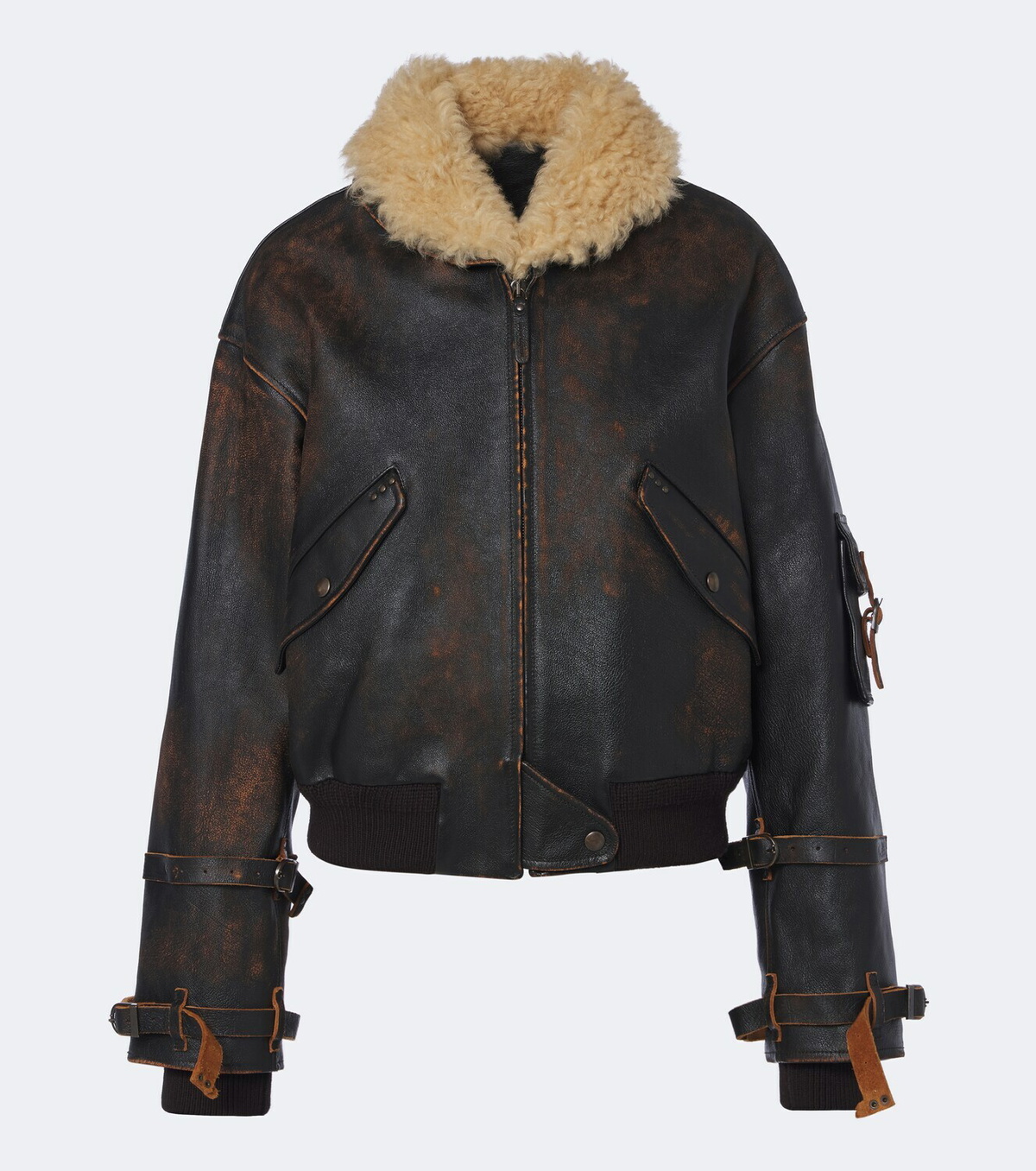 Ralph Lauren Collection Lianne shearling-trimmed leather jacket
