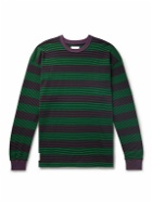 WTAPS - Logo-Appliquéd Striped Cotton-Jersey T-Shirt - Green