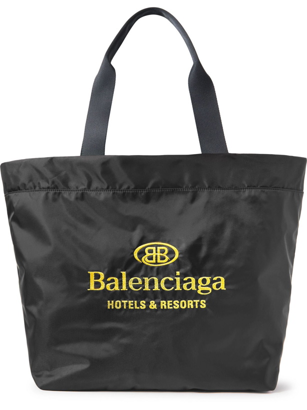 Photo: Balenciaga - Hotel Logo-Embroidered Recycled Nylon Tote Bag