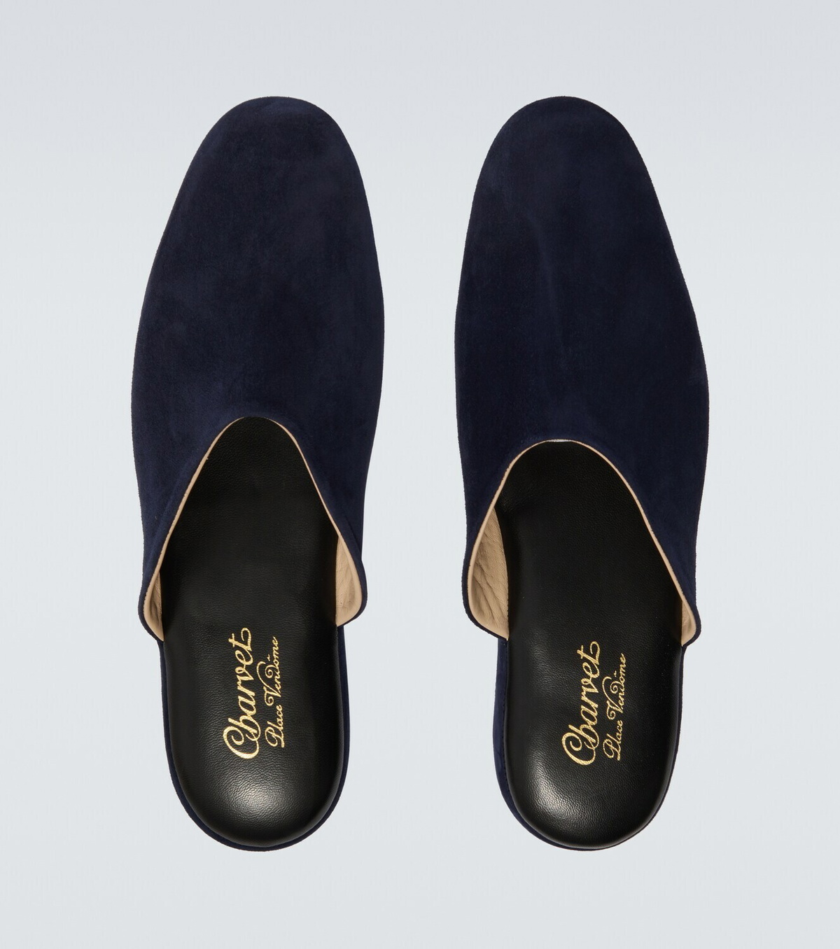 Charvet Leather-lined suede slippers