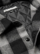 Neighborhood - Checked Padded Wool-Blend Shirt - Black