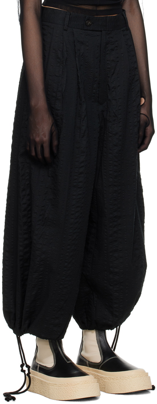 Subtle Le Nguyen Black Crinkled Trousers