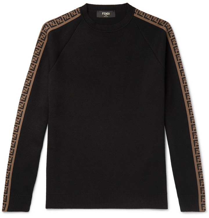 Photo: Fendi - Slim-Fit Logo-Intarsia Wool Sweater - Black