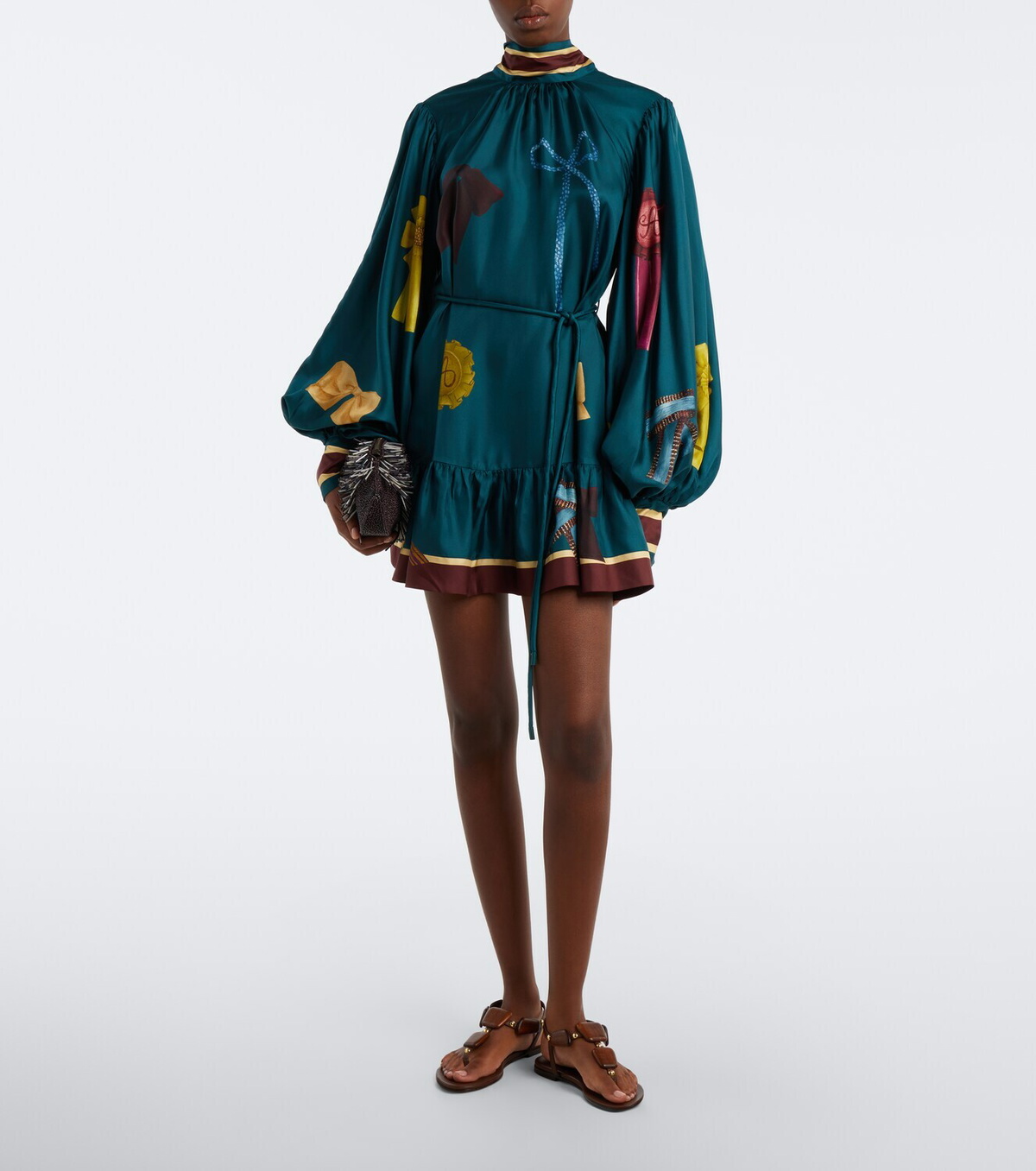 Alémais Rosette printed silk twill minidress