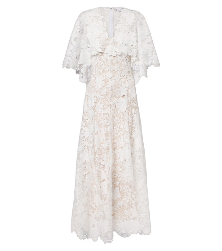 Photo: Oscar de la Renta Caped floral guipure lace gown