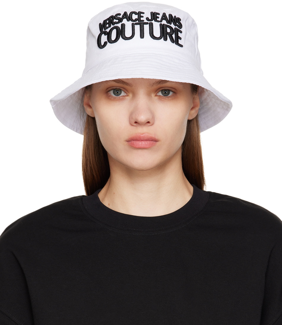 Versace Jeans Couture White Embroidered Bucket Hat Versace