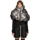Rick Owens Silver Moncler Edition Down UFO Cropped Jacket