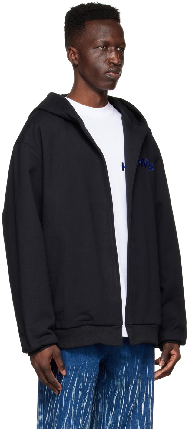 Xander Zhou Black Cotton Hoodie Xander Zhou