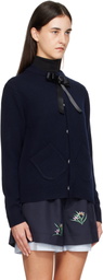 AO YES Navy Ribbon Tie Cardigan
