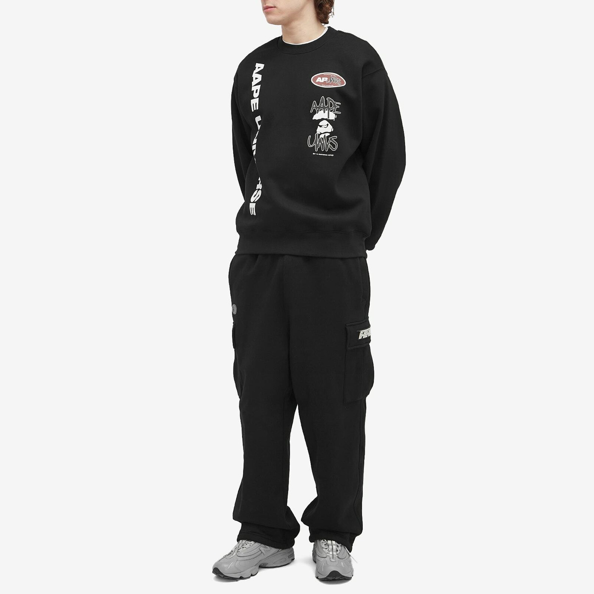 Men's AAPE Cargo Sweatpants in Black AAPE by A Bathing Ape