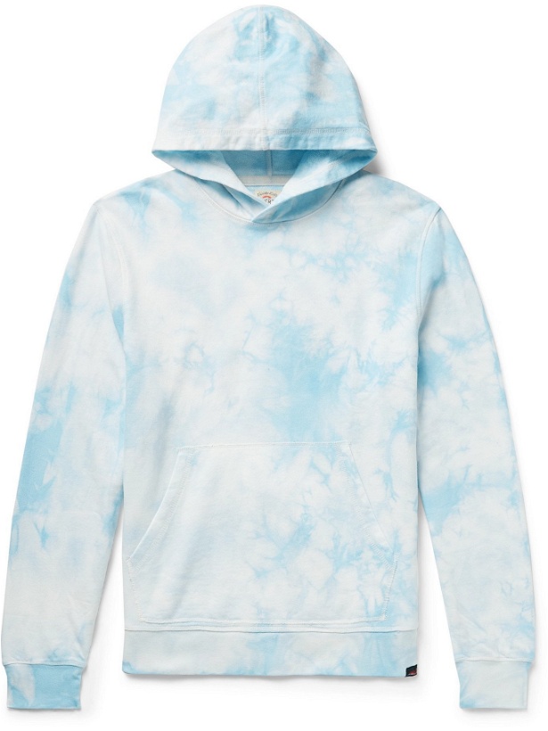 Photo: FAHERTY - Tie-Dyed Loopback Cotton-Jersey Hoodie - Blue