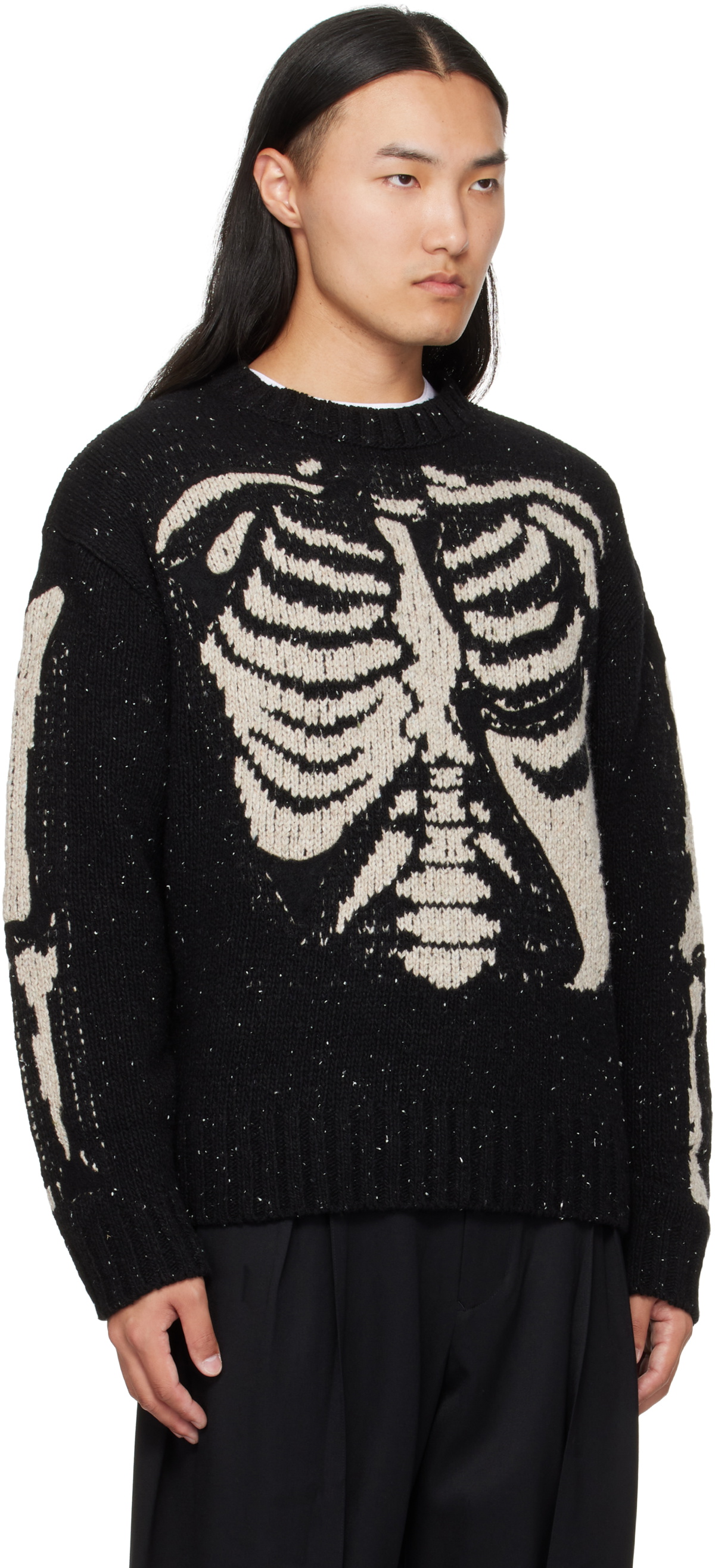 Khoki Black Needle Punched Knit Sweater