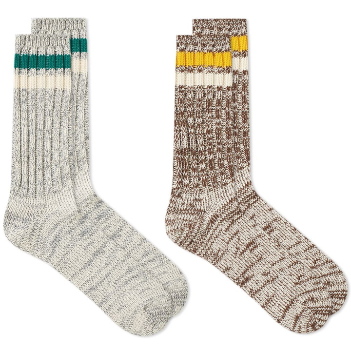 Photo: Anonymous Ism Mix Lines Crew Sock - 2 Pack Assorted