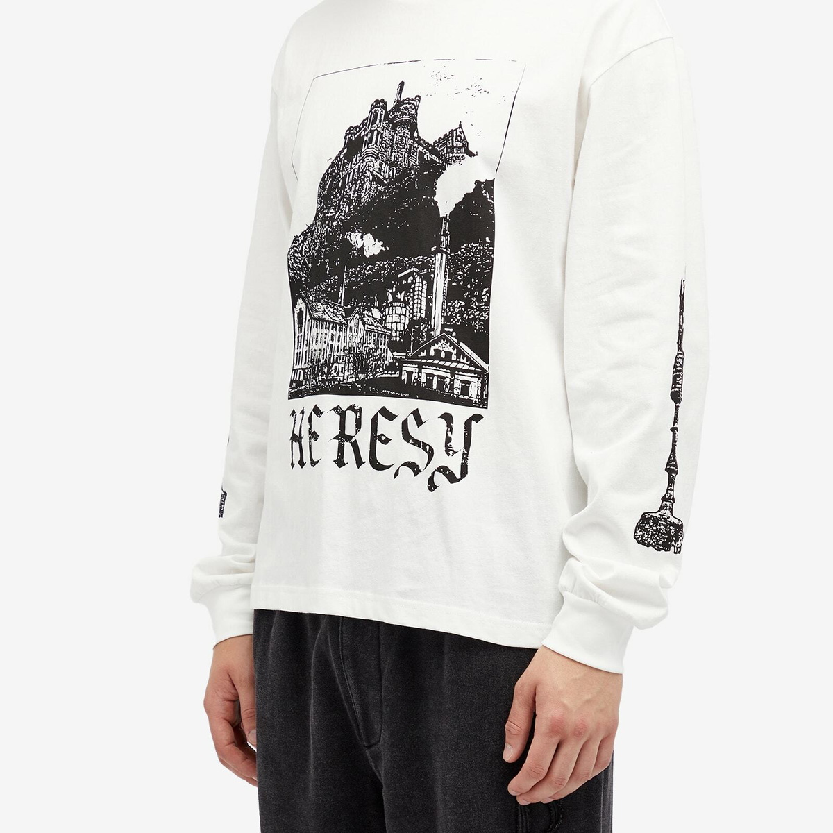 【新品】HERESY ガゼット　HETERODOXY TEE / ホワイト Heresy Men's Moss & Iron Long Sleeve T-Shirt in Ecru Heresy