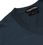 TOM FORD - Slim-Fit Silk and Cotton-Blend T-Shirt - Blue