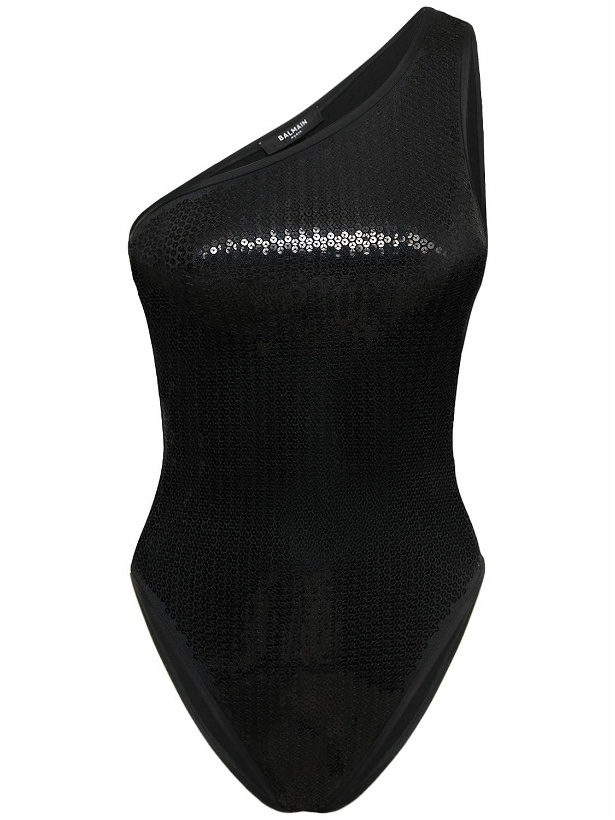 Photo: BALMAIN Sequined One Piece Swimsuit with Belt