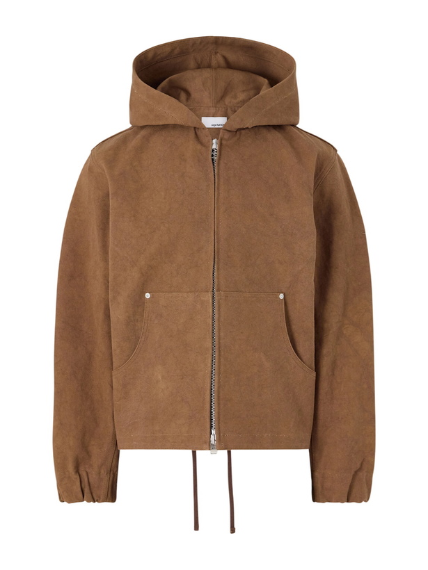 Photo: SAGE NATION - Duck Cotton-Canvas Hooded Blouson Jacket - Brown