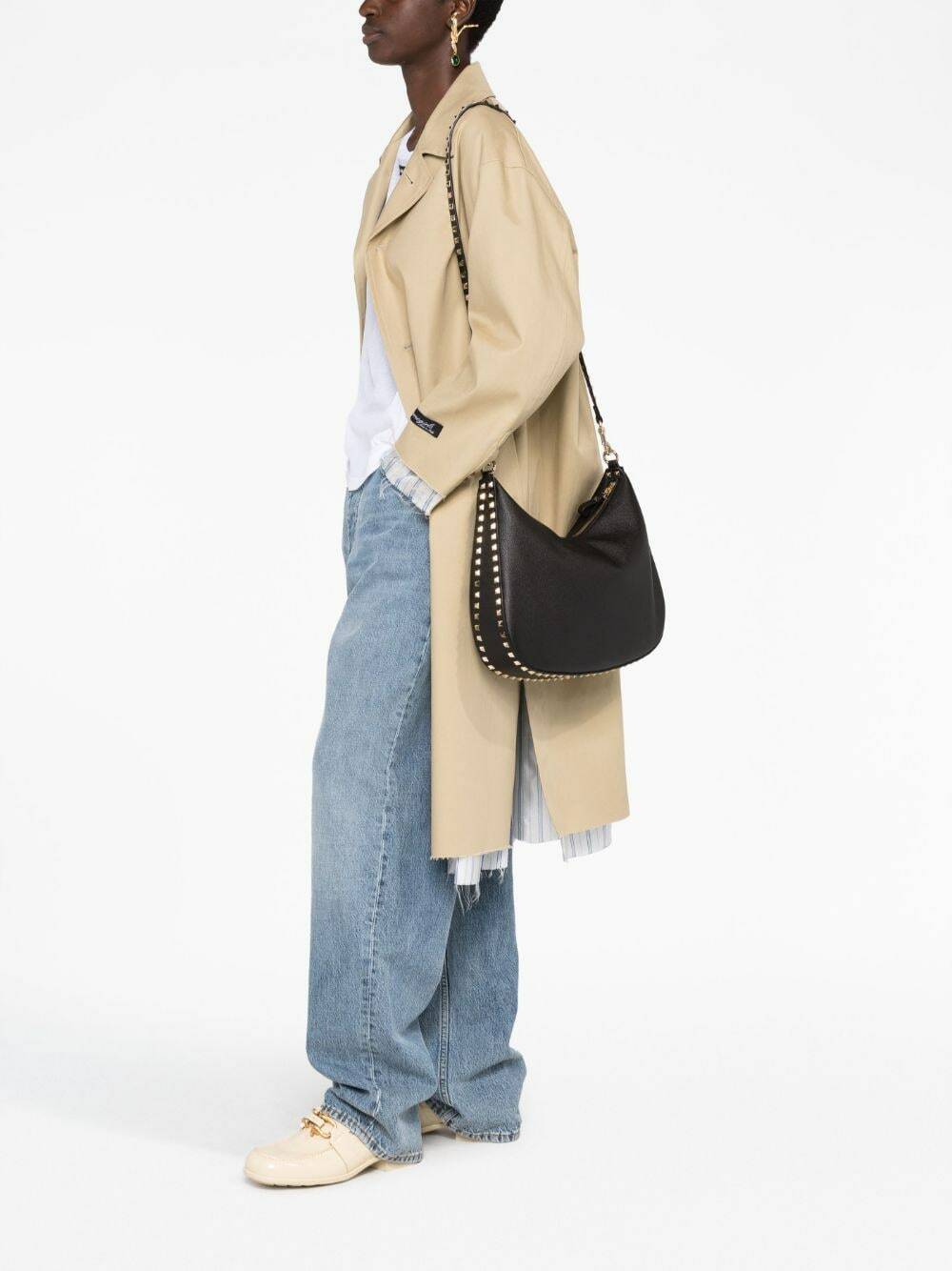 VALENTINO GARAVANI - Rockstud Leather Hobo Bag Valentino