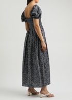 Matteau Floral-print Smocked Cotton Maxi Dress Navy