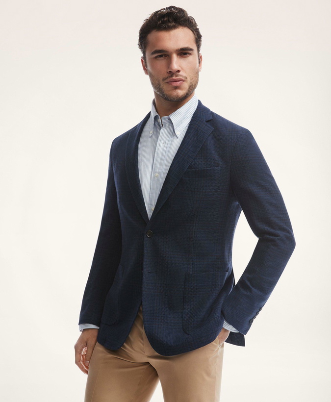 Photo: Brooks Brothers Men's Regent Regular-Fit Unconstructed Check Sport Coat | Navy