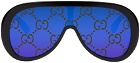 Gucci Black & Tortoiseshell Oversized Mask Sunglasses