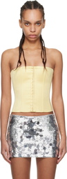 GUIZIO Yellow Satin Corset Top