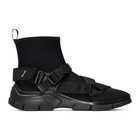 Prada Black Buckled Sock High-Top Sneakers