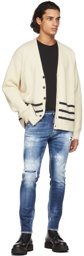 Dsquared2 Beige Alpaca 3 Stripes Cardigan