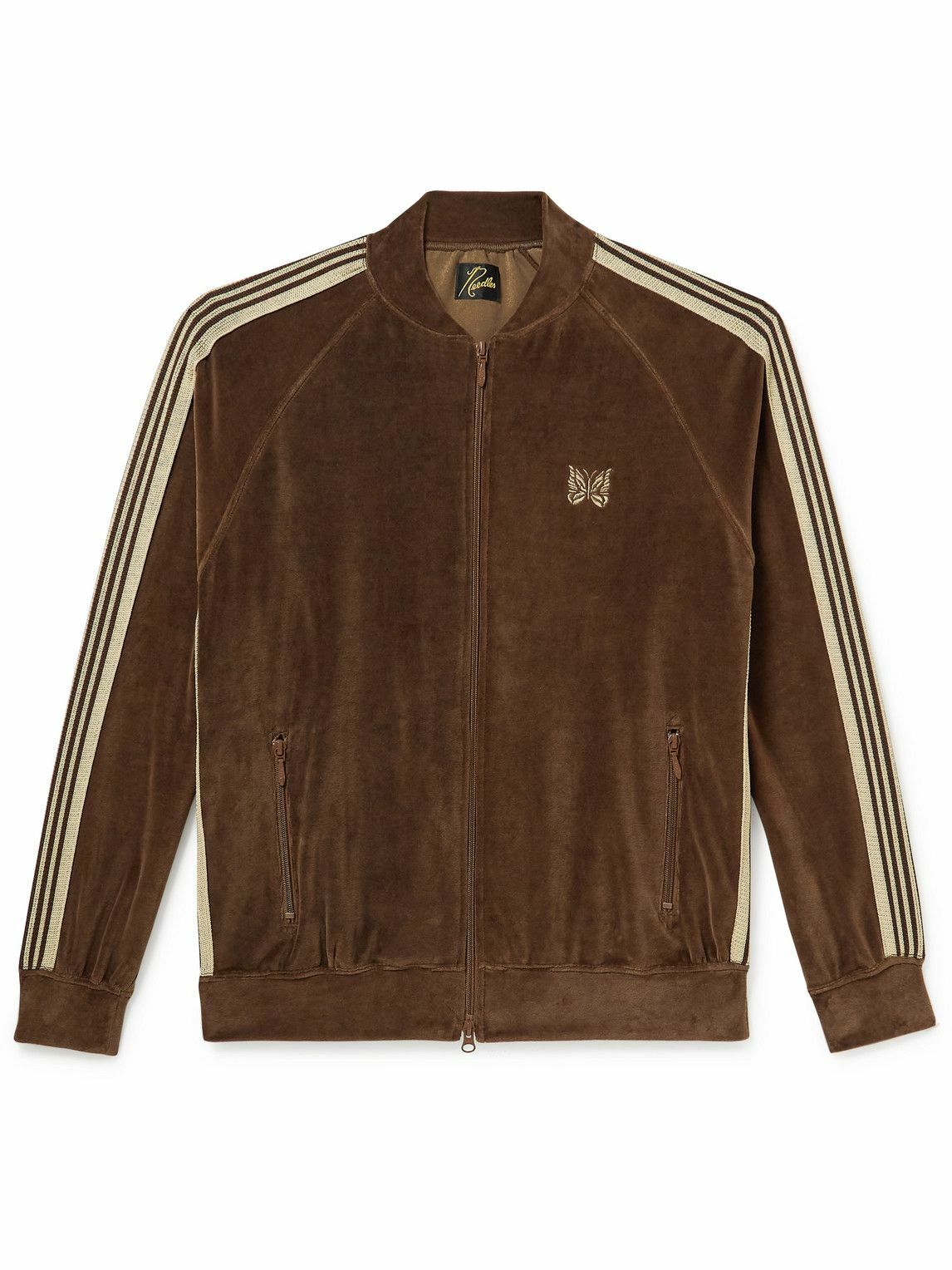 Needles - Webbing-Trimmed Cotton-Blend Velour Track Jacket