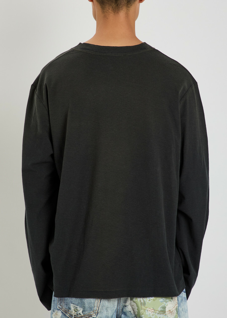 Acne Studios Logo-print Long-sleeve Cotton-blend T-shirt Black Other