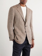 J. Mueser - Herrinbone Linen Blazer - Brown