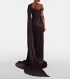 Marmar Halim Draped pleated silk chiffon gown