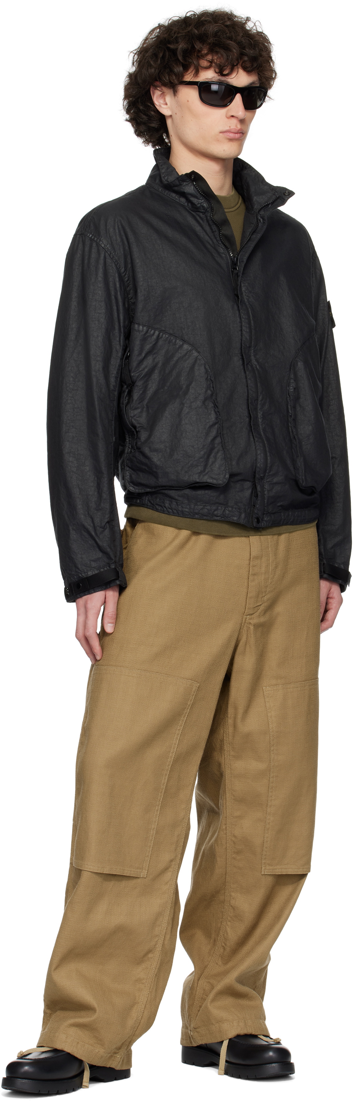 Stone Island Black Organic Look Nylon Panama-TC Jacket Stone Island