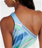 Pucci Printed one-shoulder silk minidress