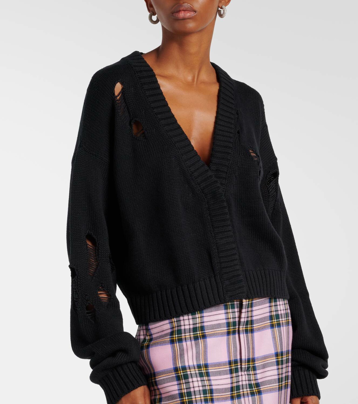 Area Embellished cotton and cashmere cardigan