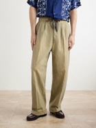 KAPITAL - Easy Straight-Leg Pleated Cotton-Canvas Trousers - Neutrals