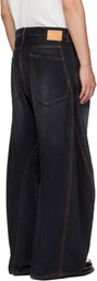 Khoki Black 3D Cuttin Denim Jeans
