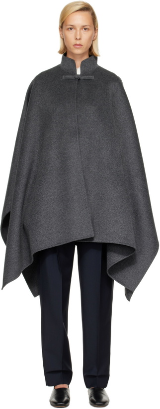 Photo: Róhe Gray Double-Faced Wool Pankou Closure Coat