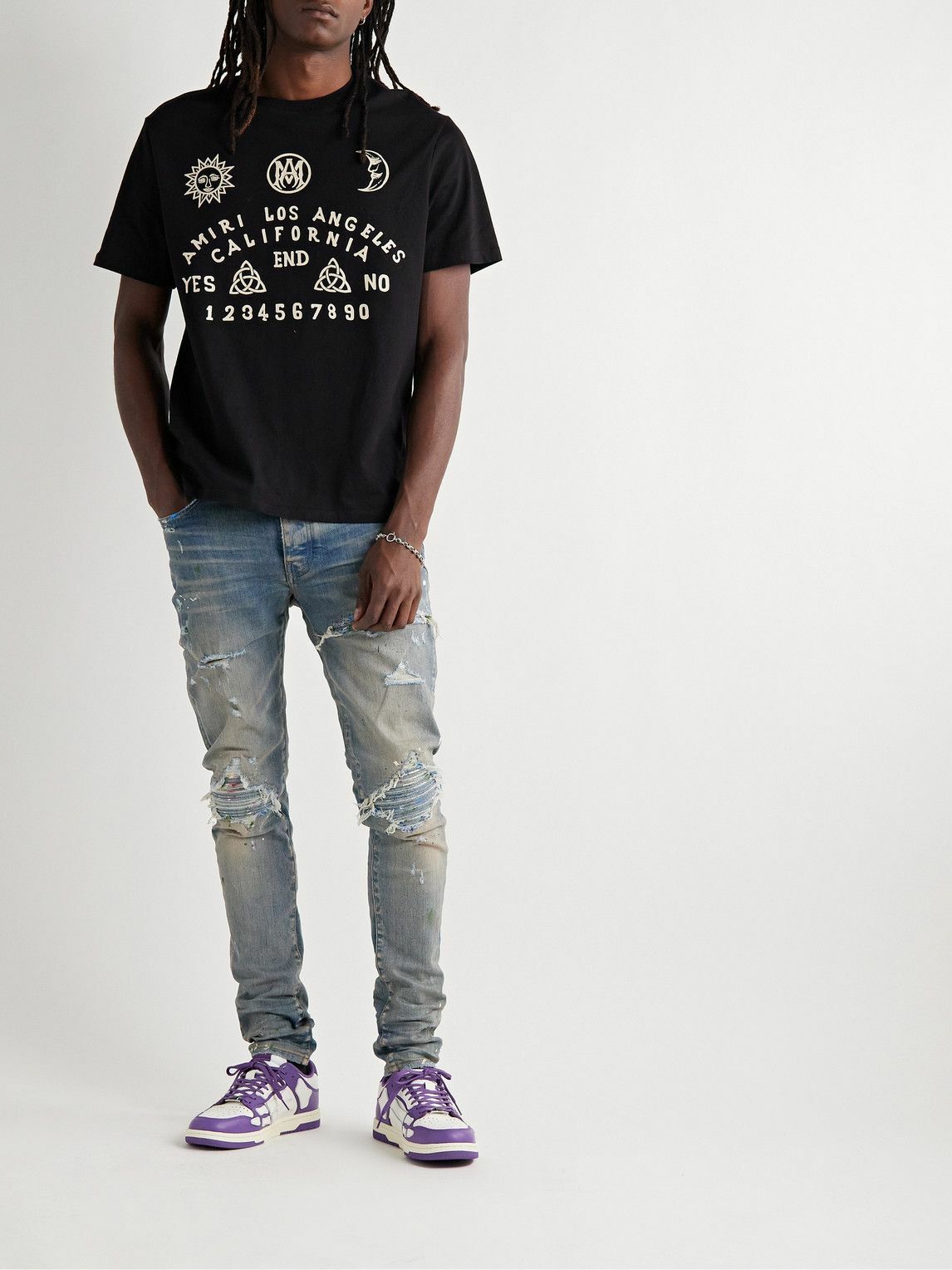 AMIRI Skel-Top Colour-Block Leather Sneakers Purple Amiri