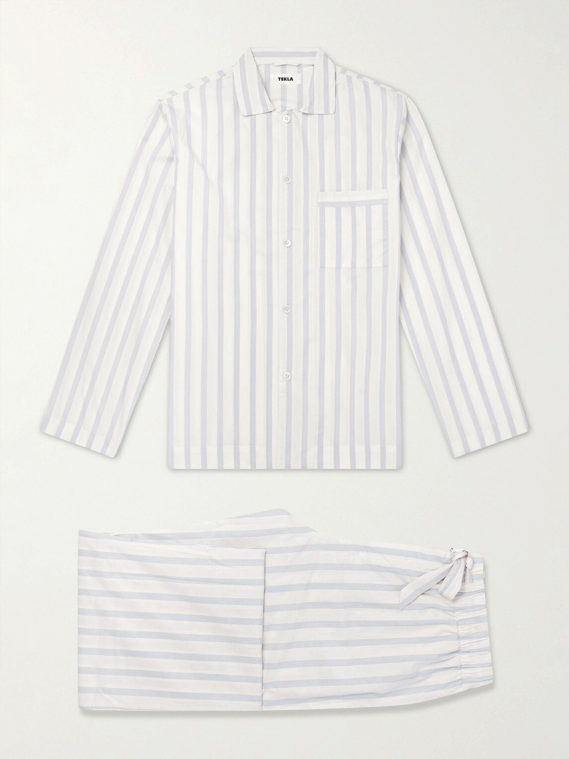 TEKLA - Striped Cotton-Poplin Pyjama Set - Neutrals