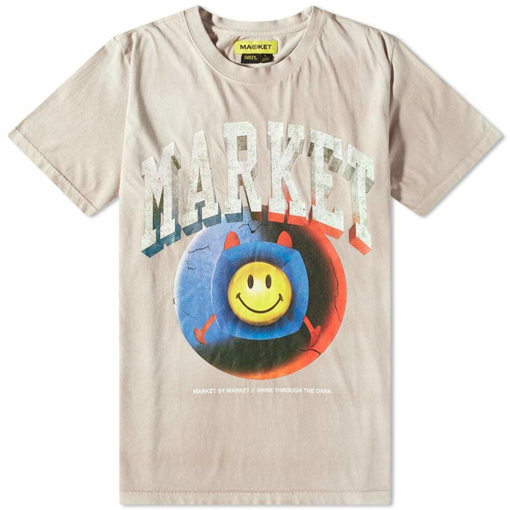 Photo: MARKET Men's Smiley Happiness Within T-Shirt in Lavender Tie-Dye