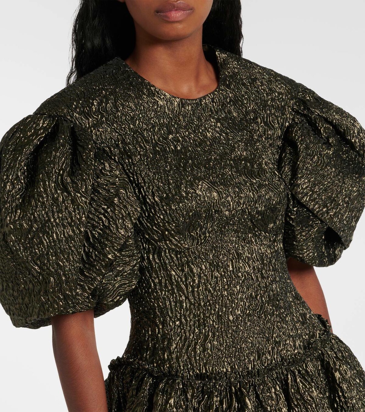 Simone Rocha Puff-sleeve lamé corset dress Simone Rocha