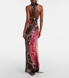 The Attico Printed silk maxi dress