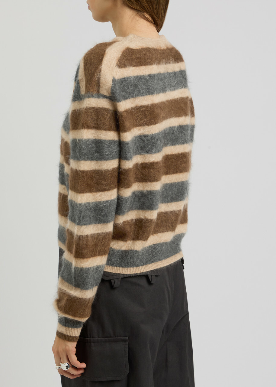 Guest In Residence Grizzly Striped Brushed Cashmere Jumper Brown